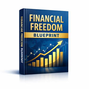 SmartSaver illustration of a person analyzing financial documents with a financial growth chart for the Financial Freedom guide