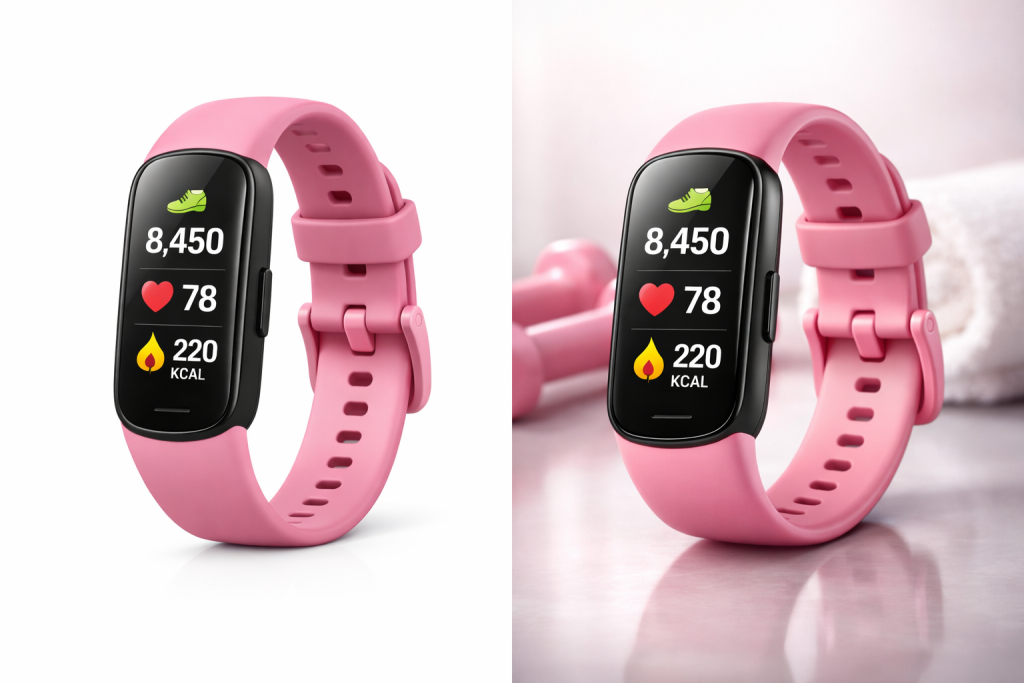 SmartSaver Fitness Tracker product images displaying different angles and features of the device